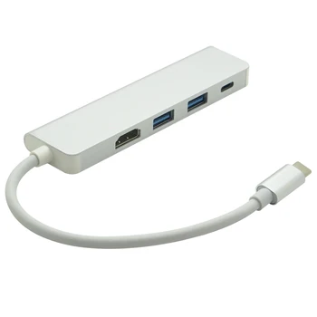 Комбинированный USB-C 4 в 1, концентратор USB 3.1 Type C, совместимый с 4K HDMI + 2 порта USB 3.0 + Адаптер для зарядки Type C PD для MacBook Pro Air