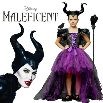 2023 Disney, Платье Принцессы Малефисенты на Хэллоуин для девочек, Костюмы для Косплея на Хэллоуин, Детская Праздничная одежда, костюм на Хэллоуин