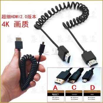 4k * 2k Сверхтонкий 1,2 М кабель HD для mini & micro HD HD от мужчины к мужчине Эластичный Пружинящий гибкий кабель 60 Гц 2,0 OD 3,2 мм