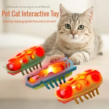 Интерактивная игрушка для домашних кошек, Мини-электрические игрушки-жуки, Кошки избегают препятствий, Автоматическая Переворачивающаяся игрушка, Вибрация на батарейках, Домашний жук
