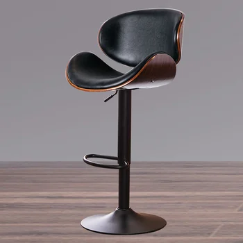 Вращающийся стул из массива дерева, Скандинавская домашняя спинка, барные стулья для завтрака, современная простая легкая роскошная высокая скамеечка для ног, мебель для дома