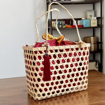 Новая упаковка Подарочной коробки из бамбуковой ткани Корзина ручной работы с подарком Ручной работы Подарочная коробка из бамбуковой ткани Пустая коробка