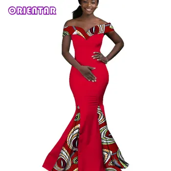 Африканские платья для женщин, вечернее платье, Длинное платье Макси с восковым принтом в африканском стиле, модные платья Анкары с вырезом лодочкой 6XL WY2860
