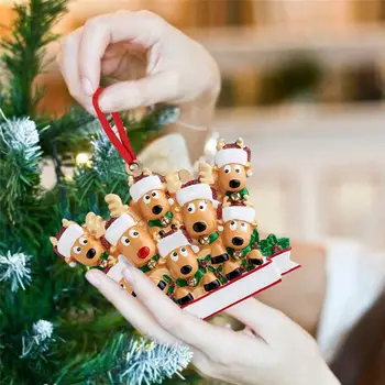9 см, Семья оленей, деревянные рождественские украшения, подвески из Рождественского дерева, Новогодние украшения в виде Ангела для дома