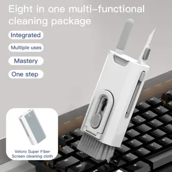 Q8 8 в 1 Многофункциональный набор для чистки клавиатуры гарнитуры, съемник ключей, очиститель мобильного экрана, встроенный костюм для чистки от потери