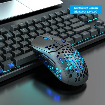 Игровая мышь RGB Bluetooth, легкая, бесшумная, беспроводная, перезаряжаемая, прочная, с боковой кнопкой, 7 огней для ПК-ноутбука