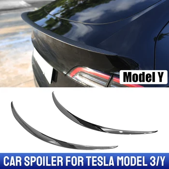 Комплект дооснащения заднего крыла для Tesla Модель 3 Y Из углеродного волокна Глянцевый черный Авто Запасные части Украшение Заднего спойлера автомобиля