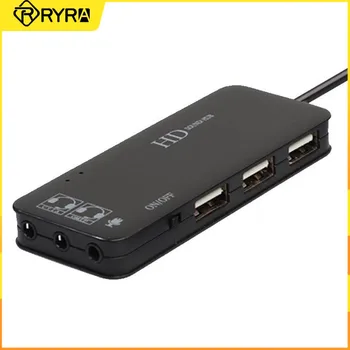 RYRA 3 порта USB2.0 концентратор внешний интерфейс звуковые карты USB2.0/наушники/микрофон звуковой стерео адаптер Многопортовый USB-разветвитель