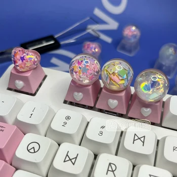 Хрустальный шар Cherry MX Outline Keycap Механическая клавиатура, изготовленная на заказ Розовым PBT Artisan Esc, Симпатичный Светопропускающий кросс-колпачок