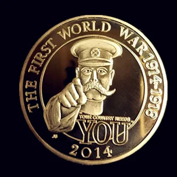 20 шт 2014 Елизавета II, 100-летие Первой мировой войны 1914-1918, позолоченная сувенирная монета диаметром 40 мм, декоративная монета