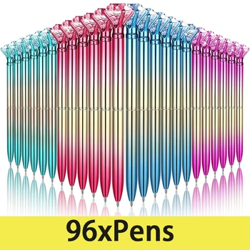 Шариковая ручка с градиентом 96 шт., радужная разноцветная лазерная ручка с крупными частицами, вращающаяся ручка с драгоценным камнем, подарок