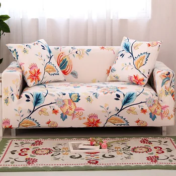 Чехлы для диванов с цветочным принтом в скандинавском стиле, Хлопчатобумажный эластичный чехол для дивана в гостиной, чехол для дивана, полотенце для дивана на 1/2/3/4 места