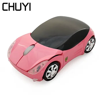CHUYI Mini 3D Car Shape Беспроводная Мышь 1600 точек На дюйм USB Оптические Компьютерные Мыши Детские Милые Розовые Автомобильные Mause Для Ноутбука Для Девочек, ПК, Тетрадь