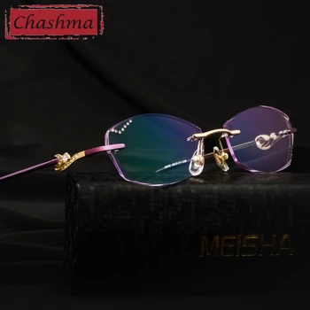 Titanium Eyeglasse Rimless линзы для глаз цветные Glasses Optical Frame oprawki okularowe damskie occhiali da vista donna Purple