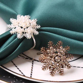 12 шт./лот, Рождественское кольцо для салфеток в виде снежинки, металлическое кольцо для салфеток, пряжка для салфеток для отдыха в отеле, украшения для посуды