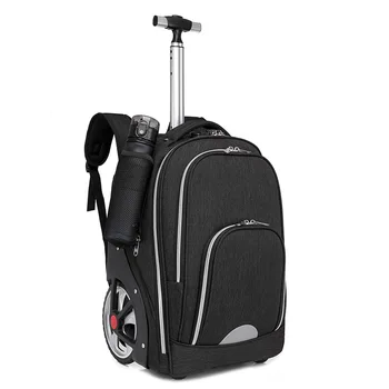 рюкзак для путешествий Рюкзак-тележка большой емкости для коротких поездок Амортизирующий рюкзак с большими колесами рюкзак на колесиках