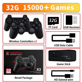 Игры Ретро Игровая Консоль 32G 15000 4K HD Видеоигровая Консоль 2,4G Двойной Беспроводной Контроллер Игровая Палка Для PSP PS1 GBA