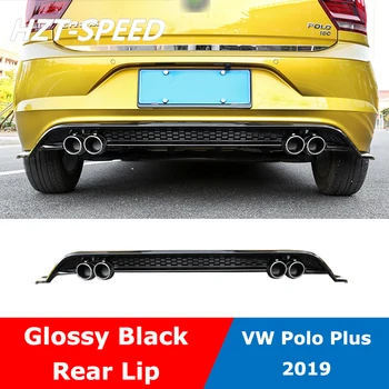 ABS Глянцевый Черный Автомобильный Задний Бампер-Лопатка, спойлер, диффузор Для Volkswagen Polo Plus 2019