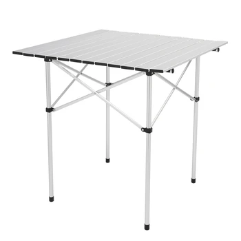Квадратный стол для кемпинга, стол для пикника70x70x70 см, Открытый двор, Складной алюминиевый обеденный стол, легко монтируется и моется [На складе в США]
