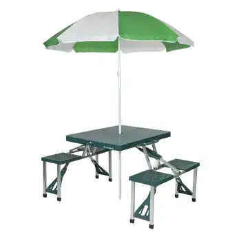 Стол для пикника с зонтиком, алюминиевая рама
