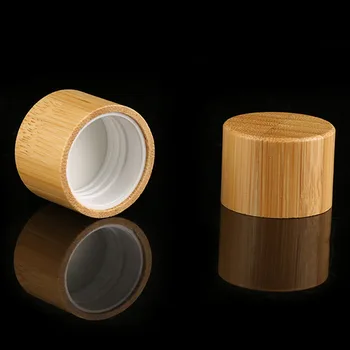 Оптовая продажа 100 шт, дорожная крышка из натурального бамбука, деревянная завинчивающаяся крышка для бутылки косметической упаковки