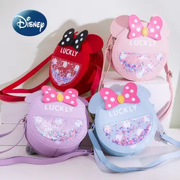 Новая сумка для девочек Disney Minnie 2023, Мультяшная модная сумка через плечо для девочек, Высококачественная сумка через плечо большой емкости, милый кошелек Zero