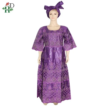 Африканские наряды H & D Для женщин, Платья размера Плюс в Анкаре, Вышитое бисером Макси-платье в Нигерийском стиле, головной убор Gele Vetement Femme