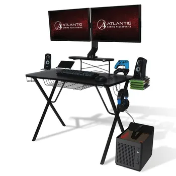 Профессиональный игровой стол Atlantic Pro (черный или белый) со встроенным хранилищем, металлическими держателями аксессуаров и гнездами для кабелей