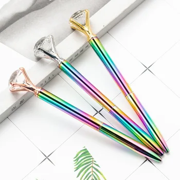 20 шт., высококачественная шариковая ручка с кристаллами, Круглые цветные бриллианты, Металлический материал, красивая ручка 1,0 мм, Студенческий канцелярский подарок