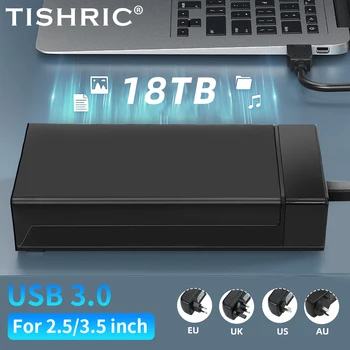 Чехол для жесткого диска TISHRIC 3,5-дюймовый адаптер SATA к USB 3.0 Корпус внешнего жесткого диска с адаптером питания 12V/2A Поддержка UASP Инструмент бесплатно