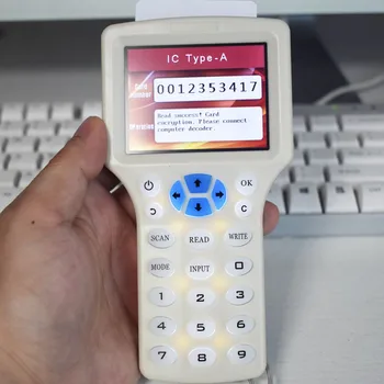 Английский Супер Ручной Rfid NFC Копировальный аппарат Reader Writer cloner 9 частота + 5шт 125 кГц карта + 5шт 13,56 МГц UID Сменная карта