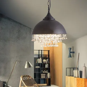 Ретро Промышленная люстра, хрустальный светильник, Подвесной светильник, потолочный светильник, Железный подвесной светильник в деревенском стиле для гостиной