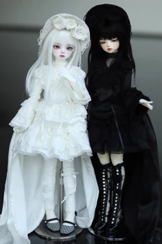 Платье для куклы BJD, двойная черно-белая юбка в готическом стиле ретро, подходит для юбки для куклы MDD, 1/4, 1/3 размера.