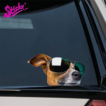 Липкая 3D Забавная собака Джек Рассел Терьер Наклейка на автомобиль, Деколь, декор, мотоцикл, внедорожник, багажник для ноутбука, Гитара, Виниловые наклейки из ПВХ