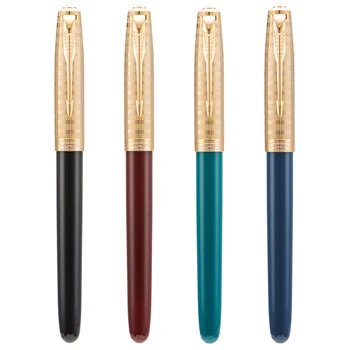 Набор из 4ШТ перьевой ручки Jinhao 86 из смолы, Красивый металлический колпачок, Тонкий наконечник 0,5 мм, Офисная ручка для письма