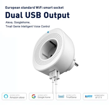 Беспроводная розетка Wi-Fi с двумя портами USB Для управления на большие расстояния Alexa Google Home Intellect Smart Plug Timing