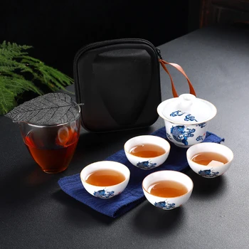 Китайский Чайник Кунг-фу Чайный Сервиз Керамический Портативный Чайник Набор Один горшок Две чашки Путешествия на открытом воздухе Гайвань Чайные чашки Чайной церемонии Чайная чашка