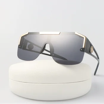 Негабаритные Винтажные Солнцезащитные очки, Мужские Брендовые дизайнерские Квадратные Солнцезащитные Очки Без Оправы, Мужская Роскошная Мода На открытом воздухе, Оттенки Oculos De Sol