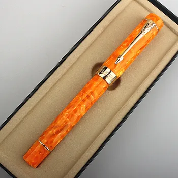 Авторучка Jinhao Orange 100 18KGP с позолоченным М-образным наконечником 0,7 мм, Полимерная чернильная ручка с конвертером, Подарочная ручка для делового Офиса