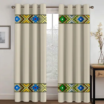 Богемный стиль, Эфиопский Традиционный дизайн, Солнцезащитные занавески, Роскошный Домашний декор для гостиной, спальни, Тонкие Занавески, 2 панели