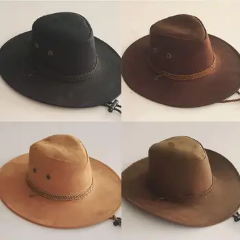Классическая Ковбойская шляпа в стиле Вестерн, ретро, мужские Фетровые широкополые Ковбойские шляпы, Женская Панама на веревке для взрослых и детей