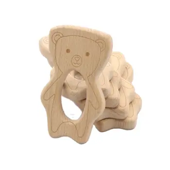 Буковый деревянный милый медведь натуральный детский деревянный протез ручной работы DIY деревянный персонализированный кулон защита окружающей среды и безопасность