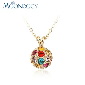 MOONROCY Бесплатная доставка, модное хрустальное ожерелье из розового золота, Австрийское хрустальное ожерелье в форме шара для женщин, колье в подарок