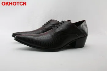 Официальная обувь из натуральной кожи с острым носком, мужская темно-красная деловая офисная обувь на плоской подошве, Роскошные модные мужские оксфорды на шнуровке