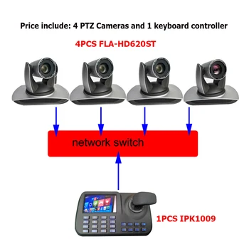 1080p 60 кадров в секунду PTZ 20-кратный зум IP / HDMI / SDI Камера для трансляции видеоконференций и 5-дюймовый ЖК-дисплей с клавиатурой Onvif