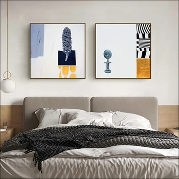 Легкий роскошный геометрический графический плакат, настенная роспись в скандинавском стиле для гостиной, креативная абстрактная живопись, Кровать для рисования