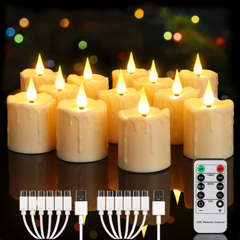 Светодиодные Перезаряжаемые свечи С USB и дистанционным управлением по времени Высота 7,5 см, Свадебные Свечи, Украшение стола, Водонепроницаемый Светильник