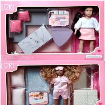 Куклы Lori 6-дюймовая кукольная мебель, Аксессуары для кукольного дома, Подушки для кровати, Одеяло, Комод, диван, стол, Коврик, Подушки, подарки для детей