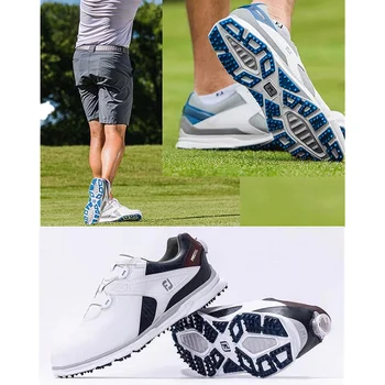 Новая обувь для гольфа, мужская кожаная, водонепроницаемая и дышащая, черная, для гольфа, мужская легкая обувь для спорта на открытом воздухе и повседневной жизни