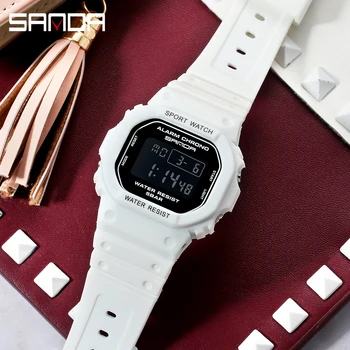SANDA White Модные женские часы, водонепроницаемые светодиодные цифровые часы для женщин, женские спортивные наручные часы relogio feminino 293